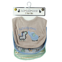 Duck Duck Goose 3pc Baby Bib Set Hello Big World Theme 0Ð6 Months
