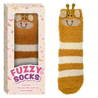 Fuzzy Crew Socks Giraffe Design Gift Boxed One Size Fits Most