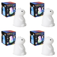 InnoVibe Colour-Changing Squishy Dinosaur Silicone Touch Lamp Pack of 4
