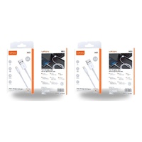 USB-A to Lightning Fast Charging Cable 3A 1m White Pack of 2
