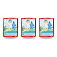 Travel Now Kids Rain Poncho Hooded Ages 4-10 - Random Colour Supplied Pack of 3