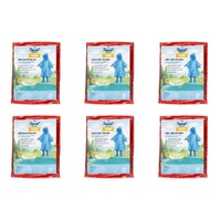 Travel Now Kids Rain Poncho Hooded Ages 4-10 - Random Colour Supplied Pack of 6