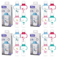 Momeasy Standard Neck Baby Feeding Bottle 240mL with Handles 0m+ - Random Design and Colour Supplied Pack of 4