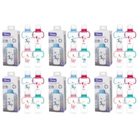 Momeasy Standard Neck Baby Feeding Bottle 240mL with Handles 0m+ - Random Design and Colour Supplied Pack of 6