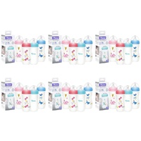 Momeasy Wide Neck Baby Feeding Bottle 330mL Anti-Colic 0m+ - Random Design and Colour Supplied Pack of 6