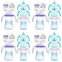 Momeasy Soft Spout Training Cup 300mL with Handles and Lid 6m+ - Random Colour Supplied Pack of 4