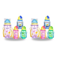 Momeasy Kids Water Bottle 450mL with Straw and Strap - Random Design and Colour Supplied Pack of 2