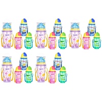 Momeasy Kids Water Bottle 450mL with Straw and Strap - Random Design and Colour Supplied Pack of 5