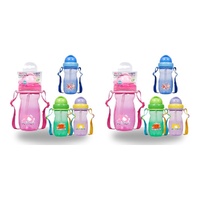 Momeasy Kids Water Bottle 410mL with Straw and Strap 9m+ - Random Design and Colour Supplied Pack of 2
