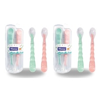 Momeasy Silicone Tip Baby Spoon Set 2 Pack in Plastic Case Bundle of 2