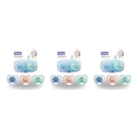 Momeasy Silicone Pacifier 2 Pack with Protective Caps 6m+ - Random Design and Colour Supplied Bundle of 3