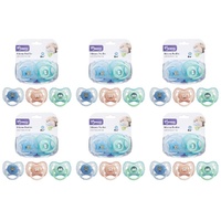 Momeasy Silicone Pacifier 2 Pack with Protective Caps 6m+ - Random Design and Colour Supplied Bundle of 6