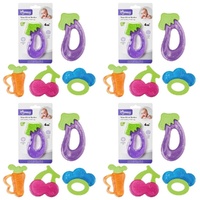 Momeasy Water Filled Teether Fruit Shapes 4m+ - Random Design Supplied Pack of 4