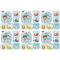 Momeasy Waterproof EVA Baby Bib Teddy Bear Prints 4m+ - Random Design Supplied Pack of 6