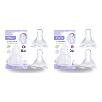 Momeasy Silicone Teats 2 Pack Standard Neck Small Flow 0m+ Ribbed Style Bundle of 2