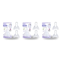 Momeasy Silicone Teats 2 Pack Standard Neck Small Flow 0m+ Ribbed Style Bundle of 3
