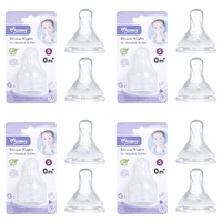 Momeasy Silicone Teats 2 Pack Standard Neck Small Flow 0m+ Ribbed Style Bundle of 4