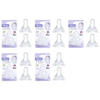 Momeasy Silicone Teats 2 Pack Standard Neck Small Flow 0m+ Ribbed Style Bundle of 5