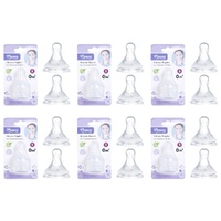Momeasy Silicone Teats 2 Pack Standard Neck Small Flow 0m+ Ribbed Style Bundle of 6