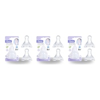Momeasy Silicone Teats 2 Pack Standard Neck Medium Flow 3m+ Ribbed Style Bundle of 3