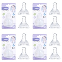 Momeasy Silicone Teats 2 Pack Standard Neck Medium Flow 3m+ Ribbed Style Bundle of 4
