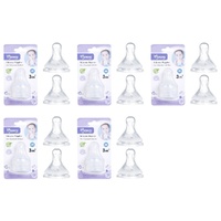 Momeasy Silicone Teats 2 Pack Standard Neck Medium Flow 3m+ Ribbed Style Bundle of 5