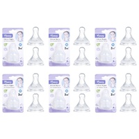 Momeasy Silicone Teats 2 Pack Standard Neck Medium Flow 3m+ Ribbed Style Bundle of 6
