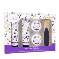 Lulu Grace Lavender 5pc Foot Care Gift Pack Set Foot File Scrub Lotion Fizzers