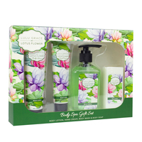 Lulu Grace Lotus Flower 4pc Body Care Gift Set Lotion Hand Cream Body Wash Soap