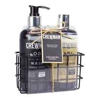 Crewman 2pc Mens Grooming Caddy Gift Set Sandalwood Body Wash & Shampoo 300ml