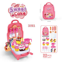 Kids Cake Cooking Set Toy 22 Piece in Pink Carry Case