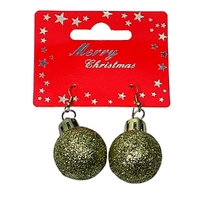 Christmas Accessories Gold Bauble Earrings