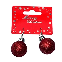 Christmas Accessories Red Bauble Earrings