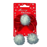 Christmas Accessories Red Bow and White Silver Ball Hair Clip