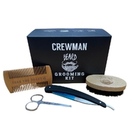 Crewman Mens 4 Piece Beard Kit Comb, Scissors, Brush, Razor