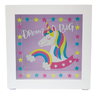 Kids Dream Big Unicorn Money Box 18 x 6 x 18cm