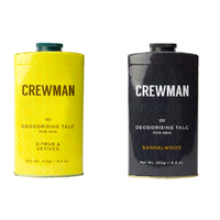 Crewman Mens 250g Talc Powder Twin Pack Sandalwood, Citrus & Vetiver