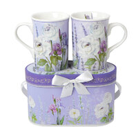 Coffee Tea Mug 2 Piece Gift Set Lavender Design