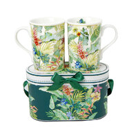 Coffee Tea Mug 2 Piece Gift Set Botanical Garden Design