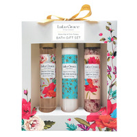 Lulu Grace Gift Set Rose Hip and Pink Poppy Shower Gel, Bath Oil & Bath Salt