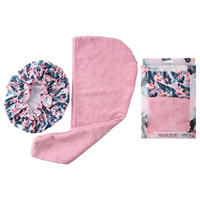 Lulu Grace Pink Paradise Shower Cap And Head Turban Plain