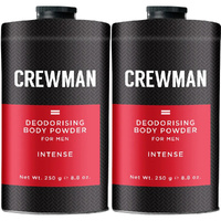 Crewman Intense Mens Body Powder Talc Free 250g x 2 Wood and Spice Scent