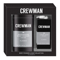 Crewman Mens Classic Talc Free Body Powder 250g and 200g Soap Gift Set