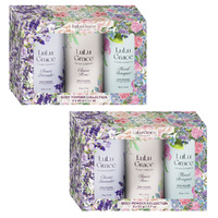 Lulu Grace 3 Piece Body Powder Gift Set 3 x 50g Lavender Rose And Floral Bouquet x 2