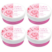 Lulu Grace Rose Foaming Salt Body Scrub 300g Pack of 4 Gentle Exfoliant