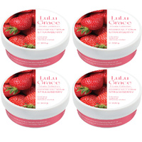Lulu Grace Strawberry Foaming Salt Body Scrub 4 Pack 300g Exfoliating