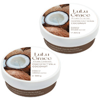 Lulu Grace Coconut Foaming Salt Body Scrub 300g Pack of 2 Exfoliating