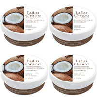 Lulu Grace Coconut Foaming Salt Body Scrub 300g Bundle Pack of 4 Exfoliating