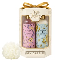 Lulu Grace Bee Happy Body Wash and Lotion Set with Puff