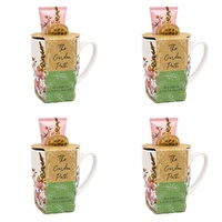 Lulu Grace The Garden Path Tea-Break Hand Care Mug Set with Hand Cream 100mL & Nail Brush Bundle of 4